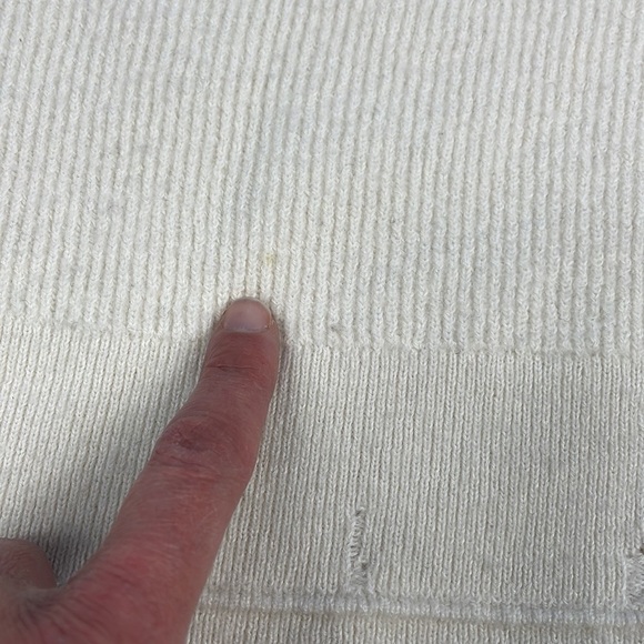 Helmut Lang Distressed V Neck Sweater Cut Out Rib Knit Off White Sz XS - Picture 13 of 16